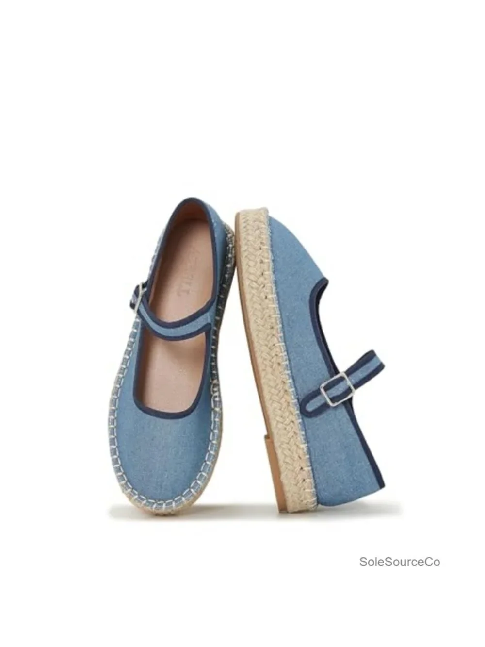 Canvas Mary Jane Shoes for Women Cozy Closed Toe Espadrille Flats Adjustable